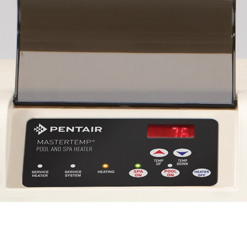 Close up of digital display of Masteremp Pool and Spa Heater