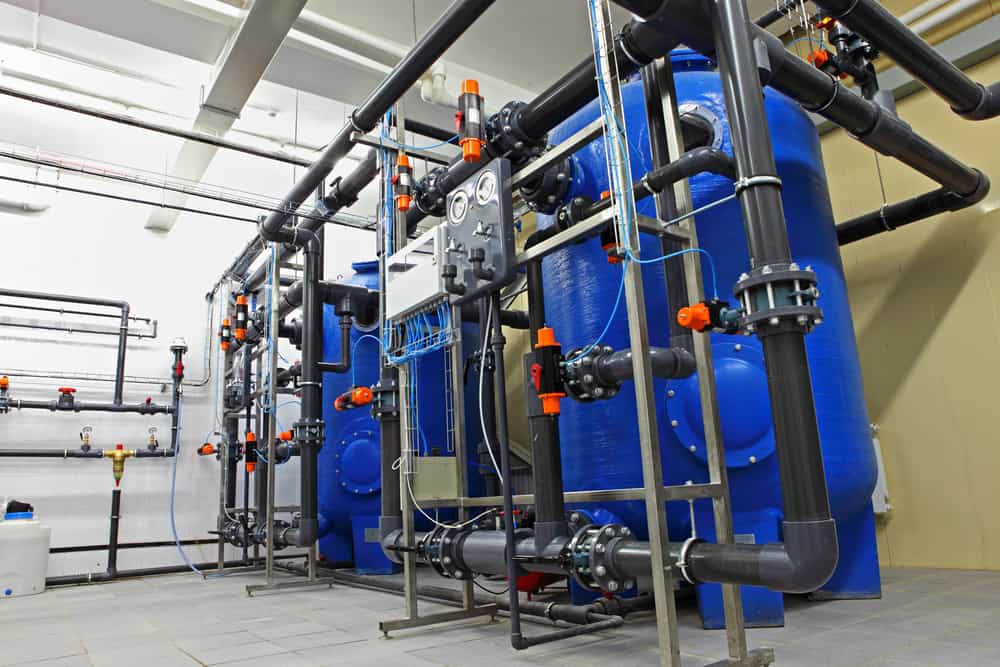 An industrial pool heating and filtration system