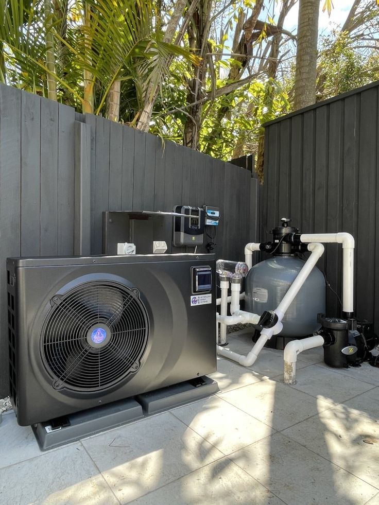 Complete AES heat pump system on a terrace
